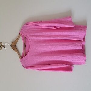 Elliott Lauren Pink 3/4 Sleeve Boxy Linen Tee Size XL